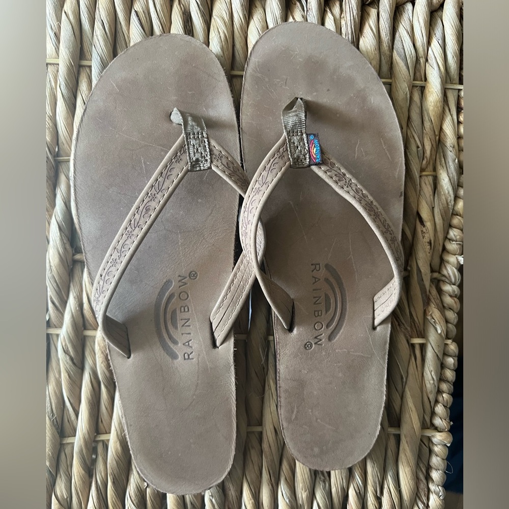 Rainbow Sandals Ladies Las Flores Single Layer Premier Leather Flip Flop Size XL